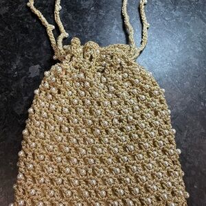 Gold Crochet Pearl Evening Bag – Late 2000s Mall Era, Image’s Fine Leather Goods